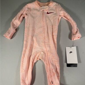 Nike‎ Infant Just Do It Footed Sleeper 6M Pink Convertible NWT